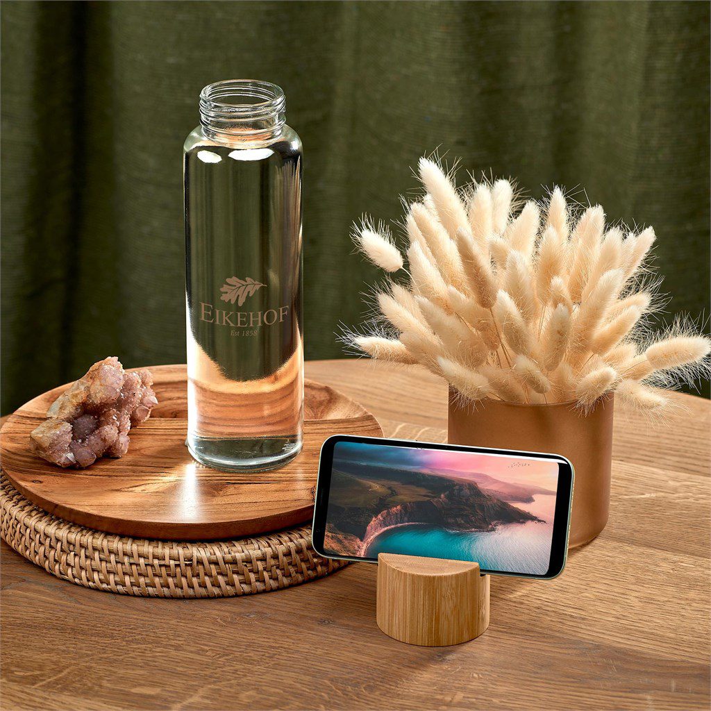 Okiyo Kenko Phone Stand Glass Water Bottle  700ml Lifestyle Image